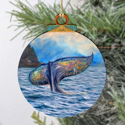 Rainbow Humpback's Tail Wooden Ornaments by G.Debrekht - Wildlife Holiday Decor - 870044-1