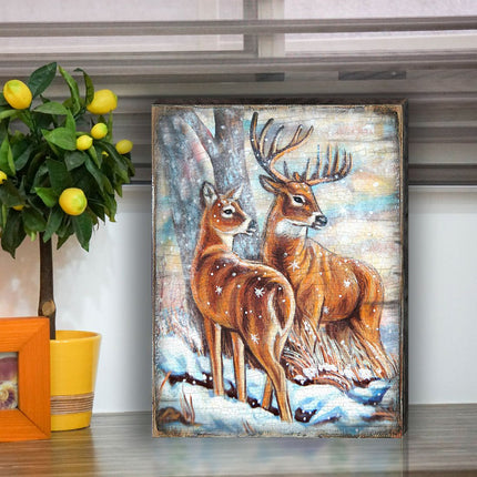 Schmid Deer's Art Wooden Wall Art by Nature Wonders - Nature Wildlife Decor  - 95212B-3
