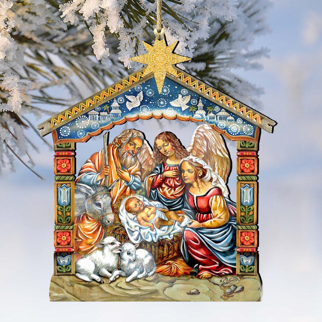 Miracle Nativity Holy Family Wooden Ornaments by G. DeBrekht - Nativity Holiday Decor - 8114031-0