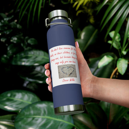 Motivational Copper Insulated Water Bottle - 22oz, Heart Design, Perfect Gift for Loved Ones