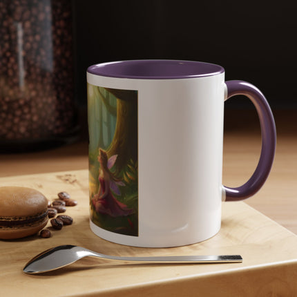 Fairy and Black Cat Forest Coffee Mug – Fantasy Woodland Tea Cup