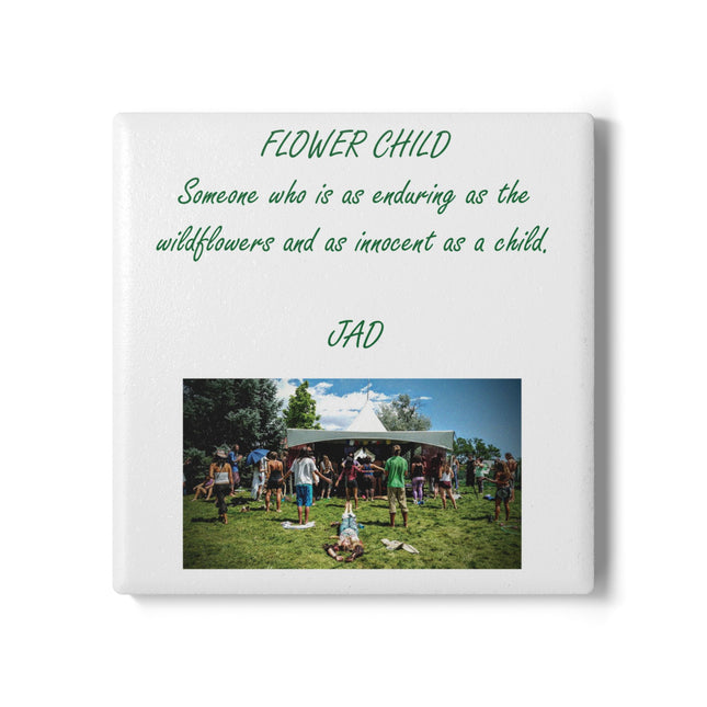 Flower Child Ceramic Coaster - Fun and Bohemian Drinkware for Home Decor