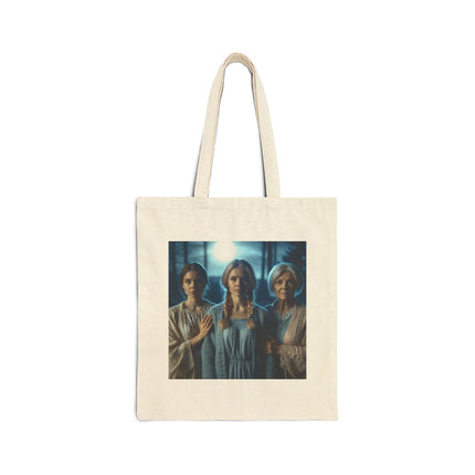 Vintage Gothic Trio Tote Bag — Haunted Portrait Canvas Tote