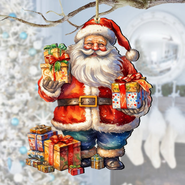 Merry Delivery Santa Wooden Ornaments by G. Debrekht Christmas Santa Snowman Decor - 8611080-0