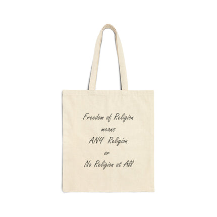 Canvas Tote Bag — “Freedom of Religion means ANY Religion or No Religion at All” Eco Shopper