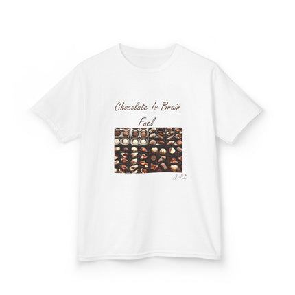 Kids Heavy Cotton™ Tee - "Chocolate Is Brain Fuel" - Fun Gifts for Young Chocolate Lovers