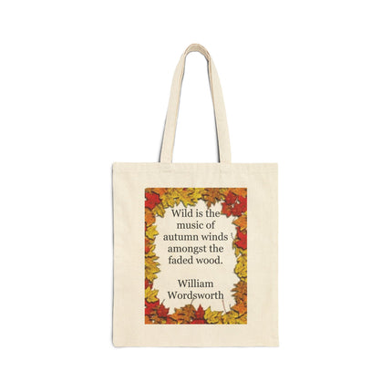 Autumn Leaves Quote Tote — William Wordsworth Fall Canvas Bag