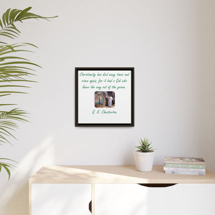Framed Canvas Wall Art — G.K. Chesterton Easter Quote with Resurrection Image