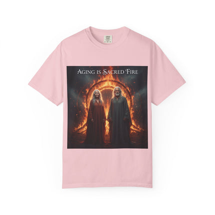 Aging Is Sacred Fire T-Shirt — Mystic Elder Flames Graphic Tee