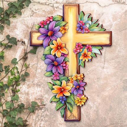 Garden Serenity Wooden Cross by G. Debrekht - Easter Spring Decor - 88168-2