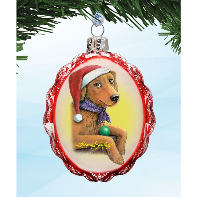 Flowers Fetch Fun Mercury Glass Ornament by Laura Seeley - Pets Dog and Cats Decor - 779218-LS-0