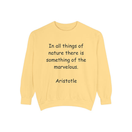 Inspirational Sweatshirt with Quote by Aristotle - Unisex Garment-Dyed