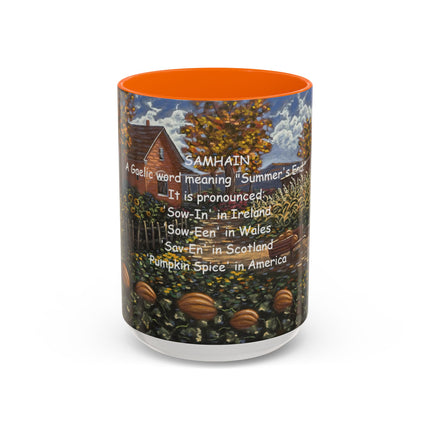 Samhain Accent Mug – 15oz Ceramic Cup with Pumpkin Spice Wit