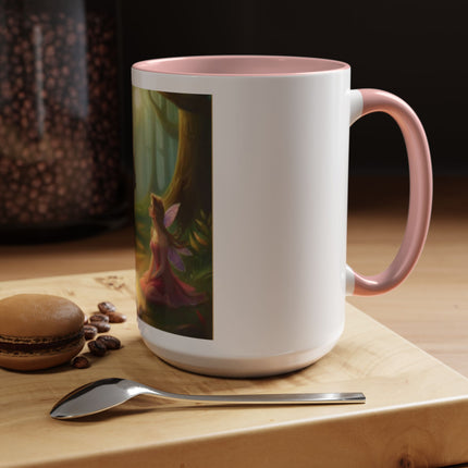 Fairy and Black Cat Forest Coffee Mug – Fantasy Woodland Tea Cup