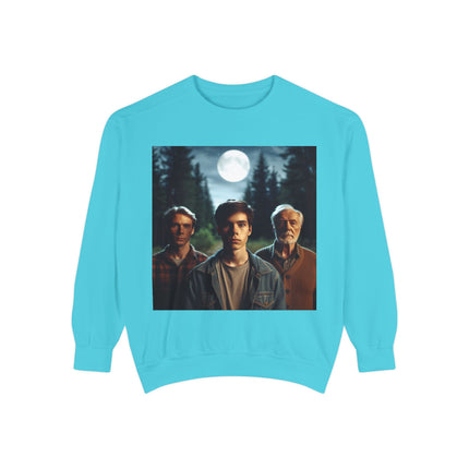 Unisex Garment-Dyed Sweatshirt - Vintage Forest Vibes Graphic