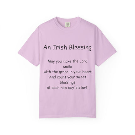 Unisex Garment-Dyed T-Shirt with Irish Blessing | Inspirational Quote Tee for Everyday Wear
