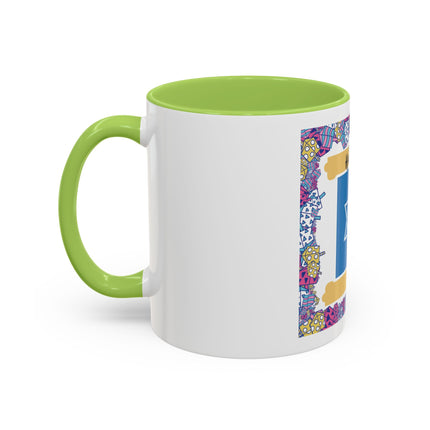 Hanukkah Star of David Accent Coffee Mug — Festive Dreidel Border 11/15oz
