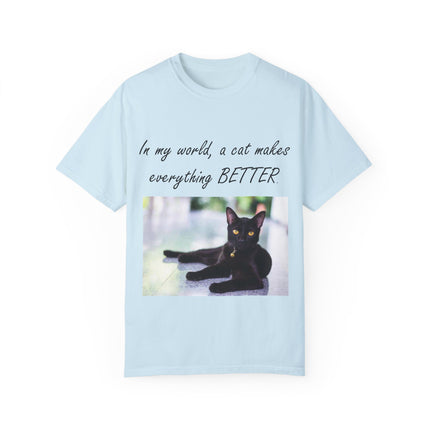 In My World Cat T-Shirt – Unisex Garment-Dyed Tee for Cat Lovers