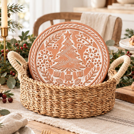 Bread Warmer & Basket Gift Set with Tea Towel - Christmas Round-4