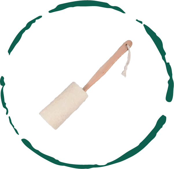 Natural Loofah Bath Brush w/Long Handle.-0