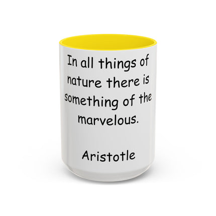 Aristotle Quote Accent Mug – 15oz Ceramic Cup on Nature & Wonder