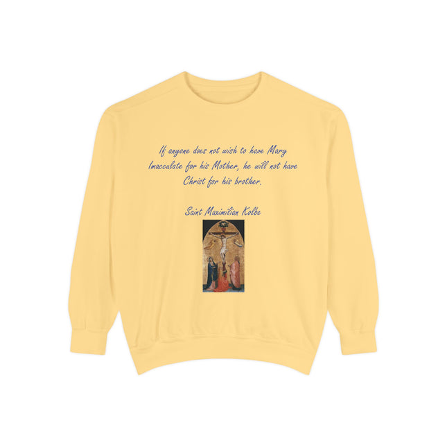 Saint Kolbe Marian Sweatshirt – Unisex Garment-Dyed Faith Wear