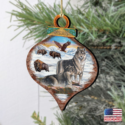 Wolves Drop Wooden Ornaments by G. DeBrekht - Wildlife Holiday Decor - 8035219-2