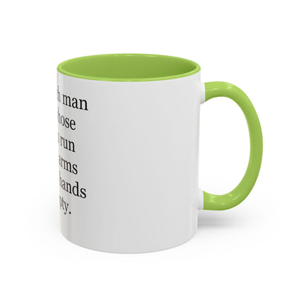 Accent Coffee Mug — "A Truly Rich Man" Inspirational Family Quote Mug