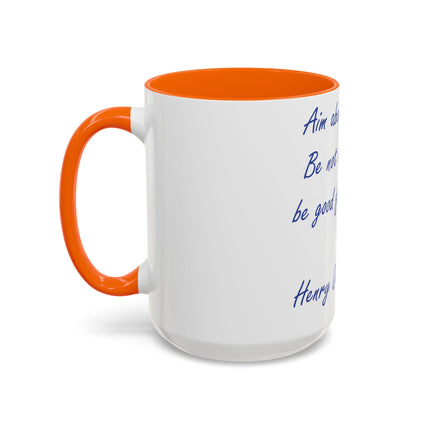 Thoreau Quote Accent Mug – “Aim Above Morality” | 15oz Gift for Coffee Lovers