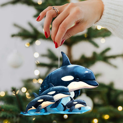 Alaskan Whale and Orca Wooden Ornaments Set of 2 by G. Debrekht - Wildlife Holiday Decor - 8091323S5-3