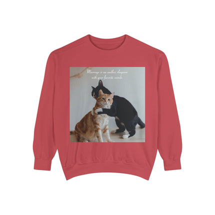 Cute Cat Sweatshirt – Unisex Garment-Dyed Gift for Couples