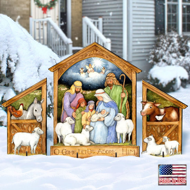 Holy Family Nativity Outdoor Decor Set of 3 by Susan Winget - Nativity Holiday Decor - 8471113F-S3-SW-0