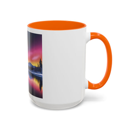 Aurora Lake Accent Coffee Mug — Northern Lights Landscape 11/15oz