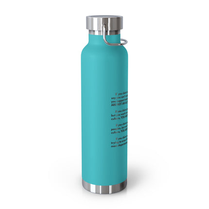 22oz Copper Vacuum Insulated Bottle – Blue Motivational Quote Design