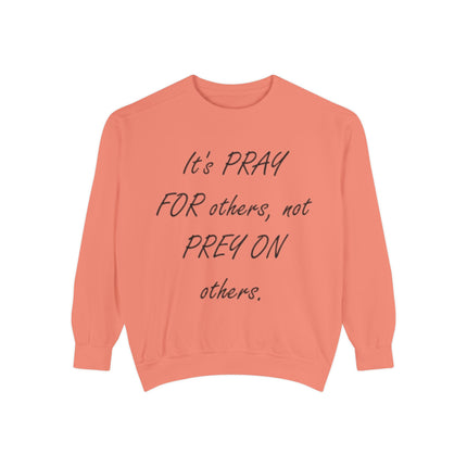 Inspirational Sweatshirt - "It's PRAY FOR others, not PREY ON others"