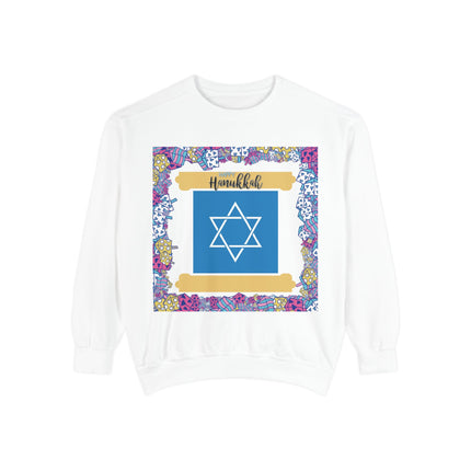 Happy Hanukkah Sweatshirt – Unisex Garment-Dyed Cozy Layer