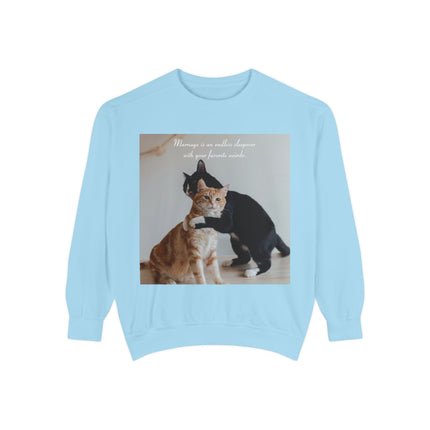 Cute Cat Sweatshirt – Unisex Garment-Dyed Gift for Couples