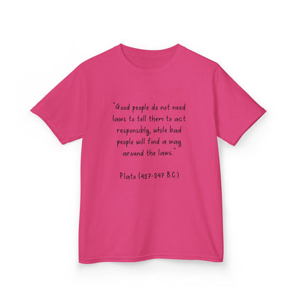 Plato Quote Kids Tee – Heavy Cotton Shirt on Ethics & Integrity