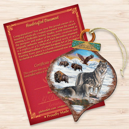 Wolves Drop Wooden Ornaments by G. DeBrekht - Wildlife Holiday Decor - 8035219-3