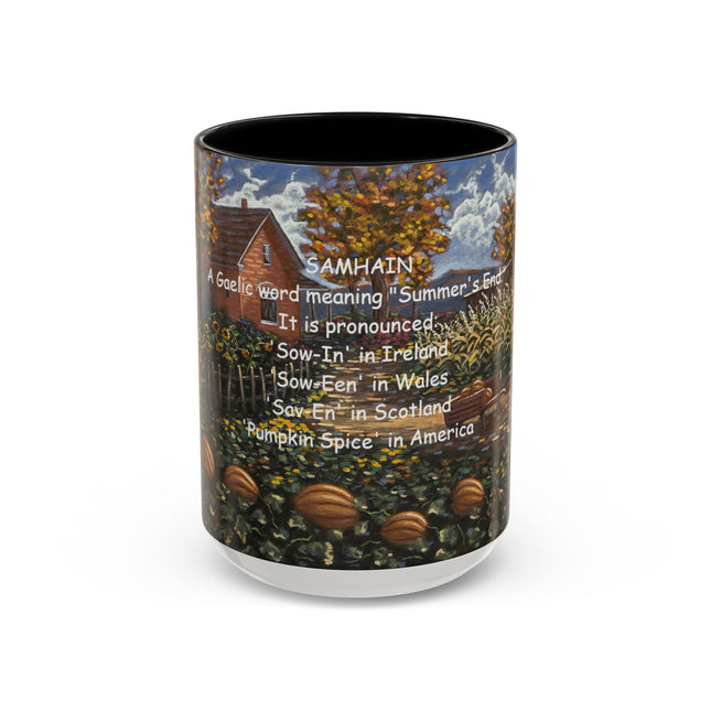 Samhain Accent Mug – 15oz Ceramic Cup with Pumpkin Spice Wit