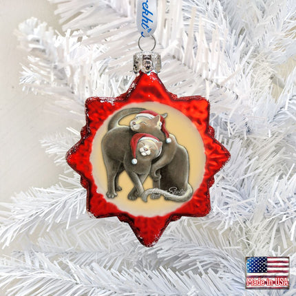 Christmas Cuddling Kitties Mercury Glass Ornament by Laura Seeley - Pets Dog and Cats Decor - 779213-2068-1