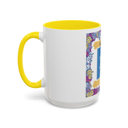 Hanukkah Star of David Accent Coffee Mug — Festive Dreidel Border 11/15oz