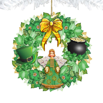 St Patrick's Day Wreath Wooden Ornaments by G. DeBrekht - Celtic Decor - 8185318-4