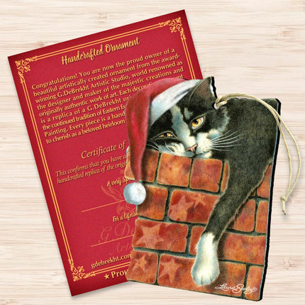 Peeking Tom Santa Cat Wooden Ornaments - Tree Ornament by Laura Seeley - Pets Dog and Cats Decor - 8512062-LS-3