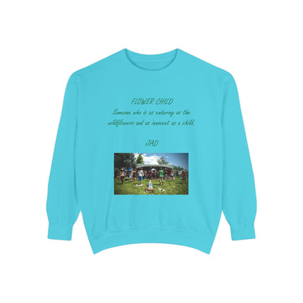 Flower Child Unisex Garment-Dyed Sweatshirt | Vintage Aesthetic | Perfect for Festivals & Everyday Wear