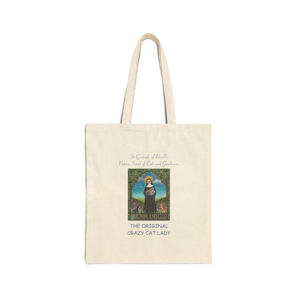 Tote Bag — "The Original Crazy Cat Lady" Vintage Cat Portrait Canvas Tote