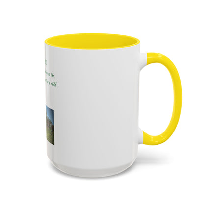 Flower Child Coffee Mug — 'Flower Child' Photo Mug with Green Script (11/15 oz)