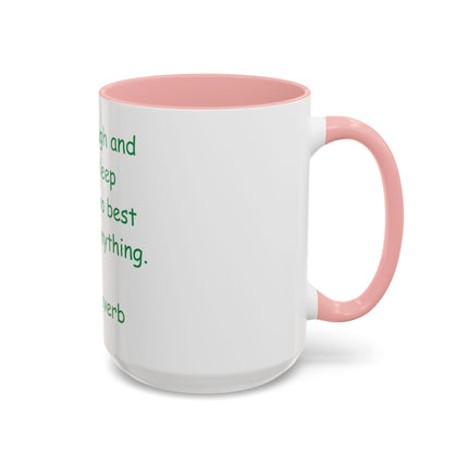 Irish Proverb Coffee Mug — "A good laugh and a long sleep" Accent Mug