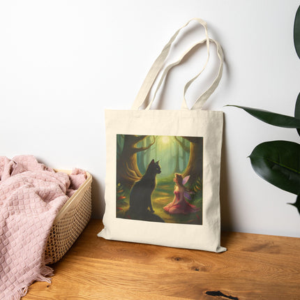 Fairy Forest Tote Bag – Fairy and Black Cat Canvas Shopper