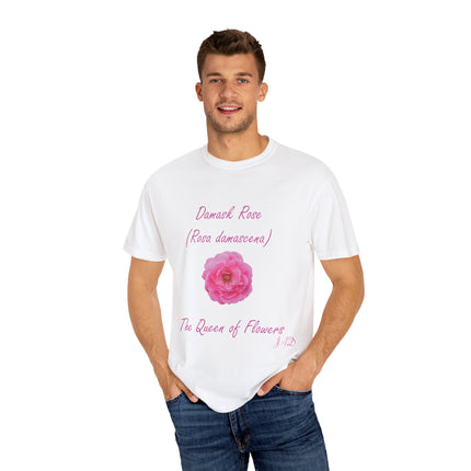 Damask Rose Unisex T-shirt - The Queen of Flowers Design